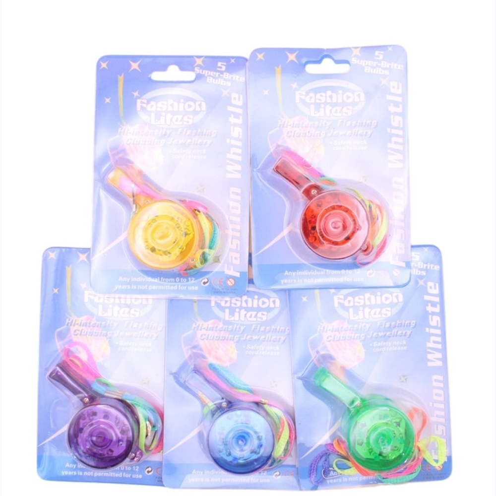 6 assorted whistle necklace-they light up